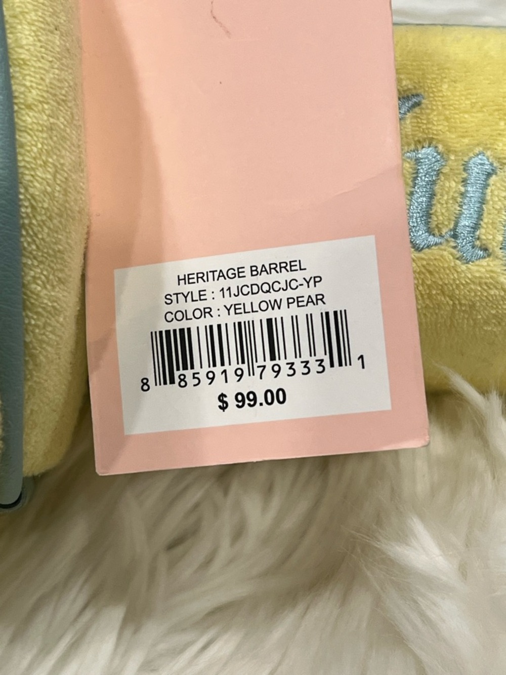Juicy Couture Limited Edition 3-piece Yellow Terry Barrel Bag & Accessories - Picture 6 of 13